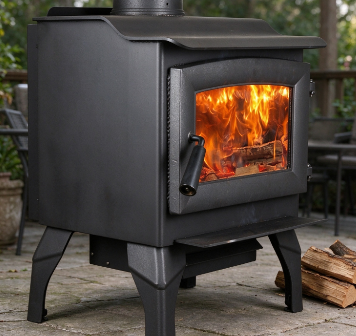 Heavy-Duty Outdoor Wood-Burning Stove with Chimney | Large Viewing Window | Stable Legs | Camping Heater