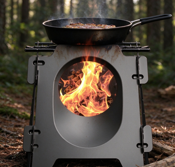 Foldable Square Camping Wood Stove | Portable Stove Body | Top Pot Stand | Outdoor Cooking & Heating Stove - Image 2