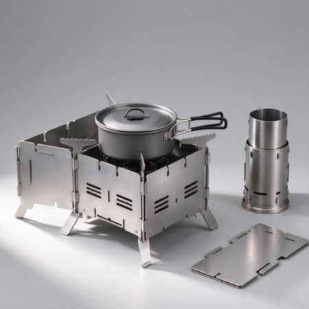 Foldable Stainless Steel Outdoor Stove | Lightweight Modular Stove | Cookware Set | Camping Stove & Heater
