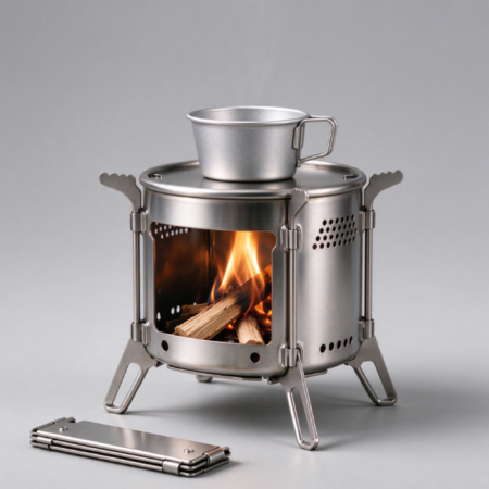 Mini Stainless Steel Folding Wood-Burning Stove | Portable Pot Stand | Lightweight Camping Stove for Boiling Water