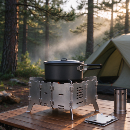 Modular Square Outdoor Wood-Burning Stove | Top Cooktop | Foldable Stand | Camping Stove & Heater