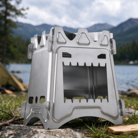 Creative "Monster" Themed Foldable Stainless Steel Wood-Burning Stove – Lightweight Camping & Hiking Stove